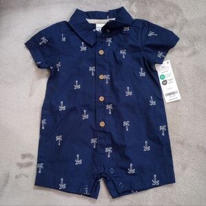 NWT Carter's Cotton Shortall Romper 3 Mos